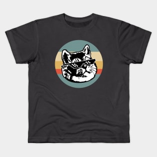 Heavy Breathing Cat Deal With It 8 Bit Glasses Kids T-Shirt